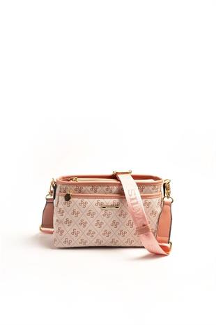 Silver & Polo SP1184 Kadın Çapraz Çanta Monogram Pembe-Somon