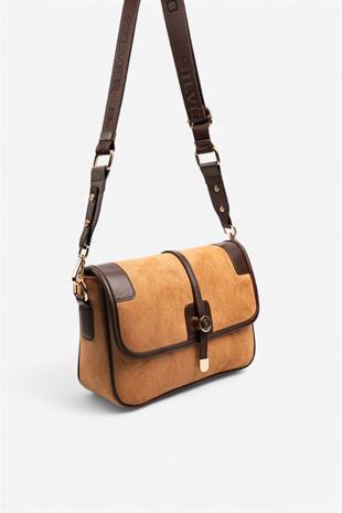 Silver & Polo SP1182 Kadın Çapraz Çanta Süet Taba-Kahve
