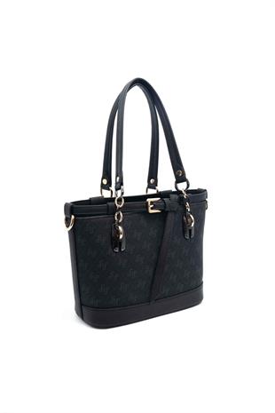 Silver & Polo SP1155 Kadın El Çantası Monogram Siyah