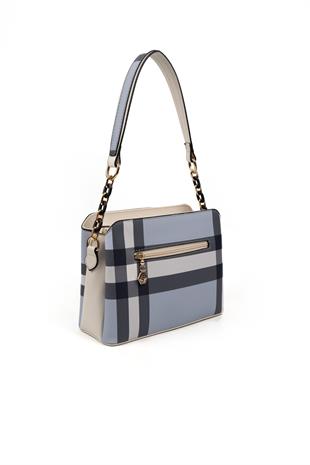 Silver & Polo Mavi - Kemik SP937 Kadın Omuz Çantası