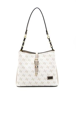 Silver Polo SP974 Kadın Omuz Çantası Monogram Bej-Kum
