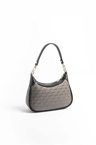 Silver & Polo SP1180 Kadın Omuz Çantası Logolu Platin-Siyah
