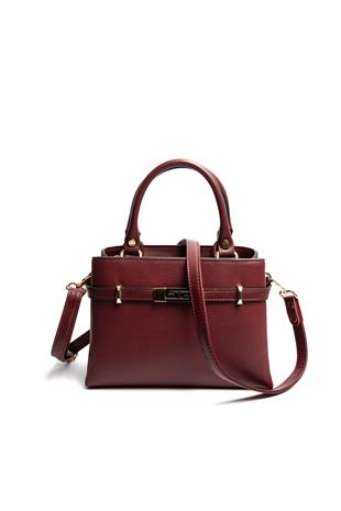 Silver & Polo SP1149 Kadın El Çantası Düz Bordo-Bordo