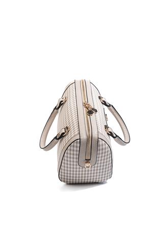 Silver & Polo SP1091 Kadın El Çantası Ekose Line Kare Kum Beji