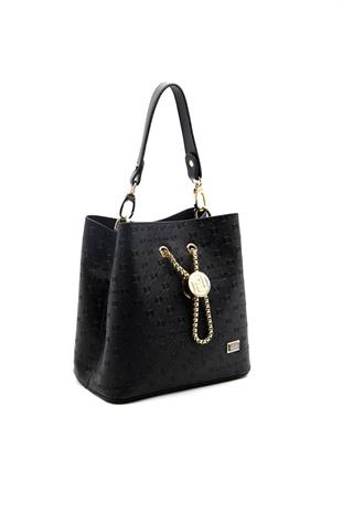 Silver & Polo SP967 Kadın Çapraz Çanta Logolu Siyah-Siyah