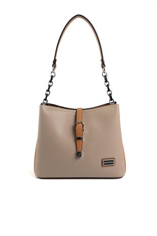 Silver & Polo Koyu Bej - A.Taba SP974 Kadın Omuz Çantası