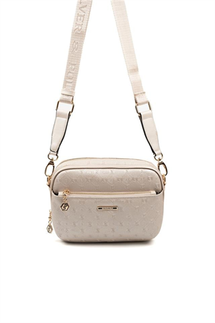 Silver & Polo SP1162 Kadın Çapraz Çanta Logolu Bej-S.Bej