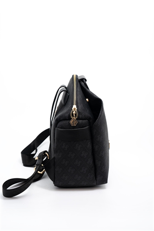Silver & Polo SP771 Kadın Sırt Çantası Monogram Siyah-Siyah
