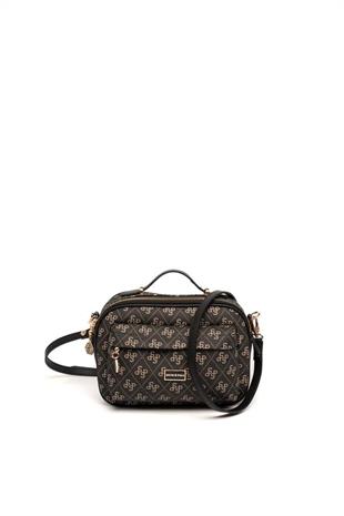 Silver Polo SP1186 Kadın Çapraz Çanta Monogram Füme-Siyah