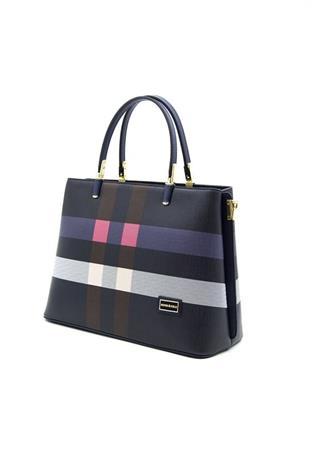 Silver & Polo SP924 Kadın El Çantası Ekose Lacivert