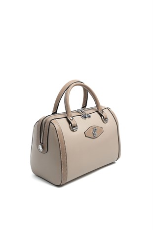 Silver & Polo SP1091 Kadın El Çantası Düz Koyu Bej-Latte