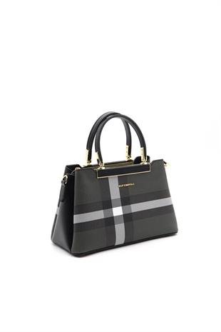 Silver & Polo SP913 Kadın El Çantası Ekose Siyah