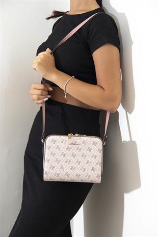 Silver & Polo SP888 Kadın Çapraz Çanta Monogram Pembe-Somon