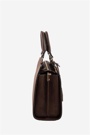 Silver & Polo SP1174 Kadın El Çantası Süet Kahve-Kahve