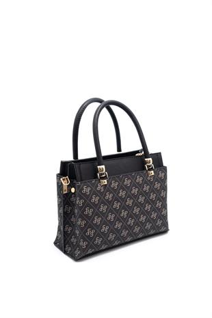 Silver & Polo SP826 Kadın El Çantası Monogram Füme-Siyah