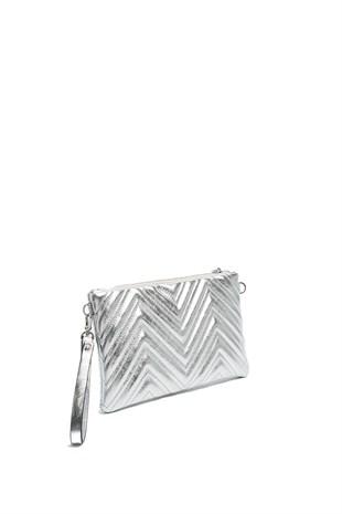 Silver & Polo SP1250 Kadın Portföy & Clutch Crash Gümüş-Gümüş