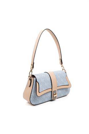 Silver Polo SP1177 Kadın Omuz Çantası Monogram Mavi-Ten