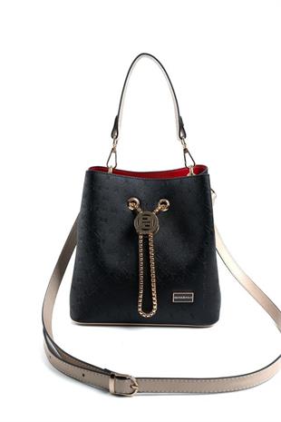 Silver & Polo SP967 Kadın Çapraz Çanta Logolu Siyah-S.Nut