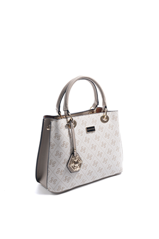 Silver & Polo SP1272 Kadın El Çantası Monogram Bej-Kum