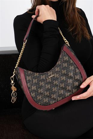 Silver & Polo Kahve Sarı - Bordo SP1168 Kadın Omuz Çantası