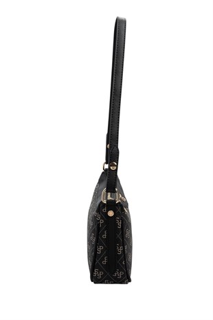 Silver Polo SP1274 Kadın Çapraz Çanta Monogram Füme-Siyah