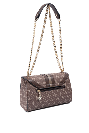 Silver & Polo SP1139 Kadın Çapraz Çanta Monogram Kahve