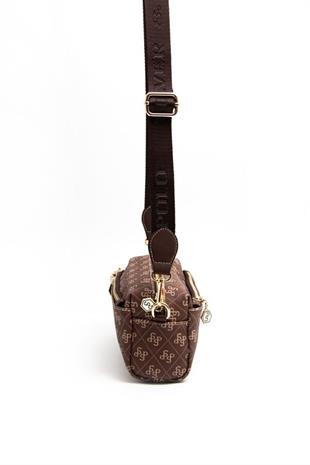 Silver Polo Kahve - Kahve Monogram Kadın Çapraz Çanta SP1142