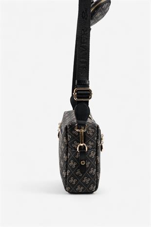 Silver & Polo SP1038 Kadın Çapraz Çanta Monogram Füme-Siyah