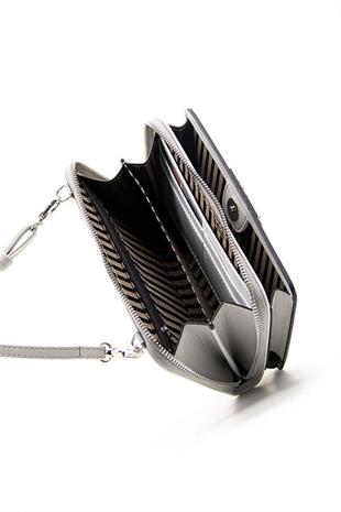 Silver & Polo SP1138 Kadın Telefon Çantası Düz Beyaz-A.Gri-Beyaz