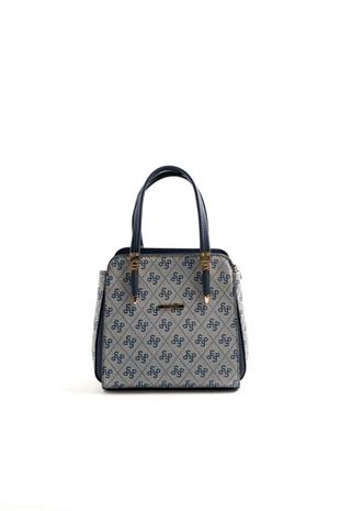 Silver & Polo SP1136 Kadın El Çantası Monogram Gri-Lacivert