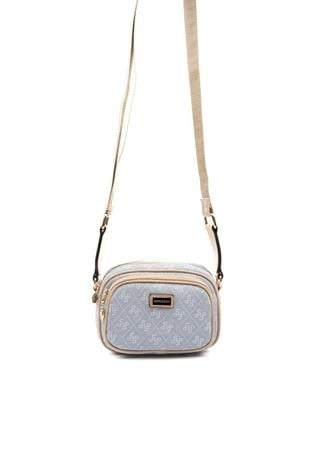 Silver & Polo SP1111 Kadın Çapraz Çanta Monogram Mavi-Ten