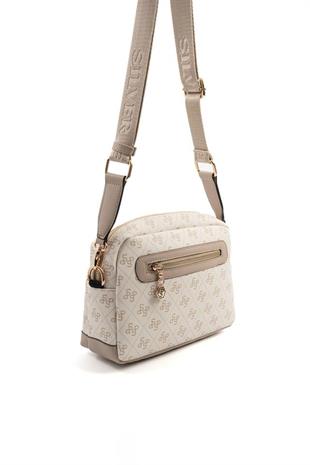 Silver & Polo SP1201 Kadın Çapraz Çanta Monogram Bej-Kum