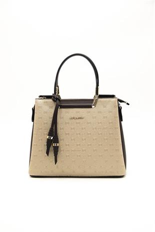 Silver & Polo SP969 Kadın El Çantası Logolu Nut-Kahve