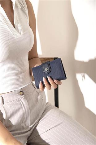 Silver & Polo SP1107 Kadın Cüzdan & Kartlık Petek Lacivert