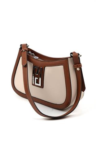 Silver & Polo SP1132 Kadın Çapraz Çanta Düz Bej-Taba