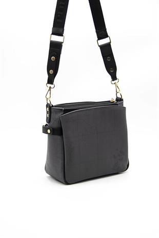 Silver & Polo SP884 Kadın Çapraz Çanta Harita Siyah