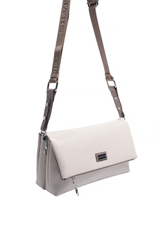 Silver & Polo SP1278 Kadın Çapraz Çanta Düz Bej-Latte