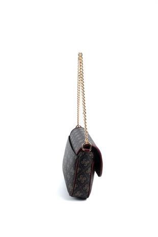 Silver Polo SP1171 Kadın Omuz Çantası Monogram Kahve Sarı-Bordo