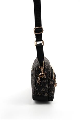 Silver & Polo SP1201 Kadın Çapraz Çanta Monogram Füme-Siyah