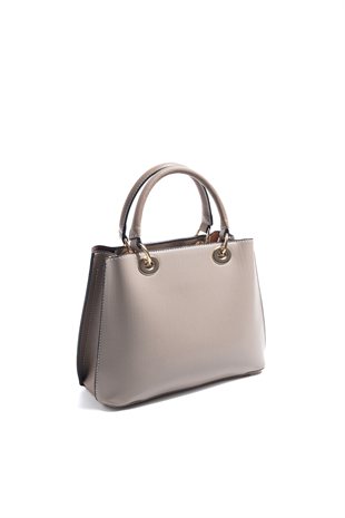 Silver & Polo SP1272 Kadın El Çantası Düz Koyu Bej-Latte
