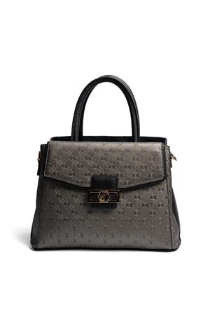 Silver & Polo SP1264 Kadın El Çantası Logolu Platin-Siyah