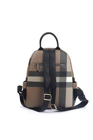 Silver & Polo SP906 Kadın Sırt Çantası Ekose Kahve-Siyah
