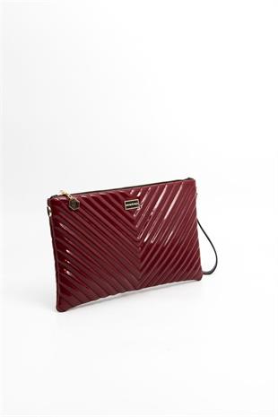 Silver Polo SP1034 Kadın Portföy & Clutch Kapitone V Rugan Bordo-Rugan Bordo