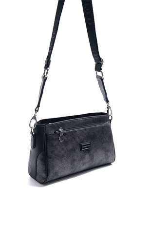 Silver & Polo SP1273 Kadın Çapraz Çanta Petek M.Gümüş-Siyah