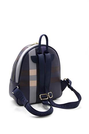 Silver & Polo SP1063 Kadın Sırt Çantası Ekose Lacivert