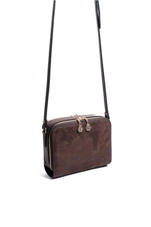 Silver & Polo SP888 Kadın Çapraz Çanta Süet Kahve