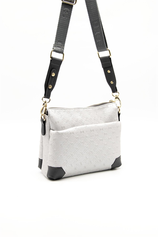 Silver & Polo SP1110 Kadın Çapraz Çanta Logolu A.Gümüş-Antrasit