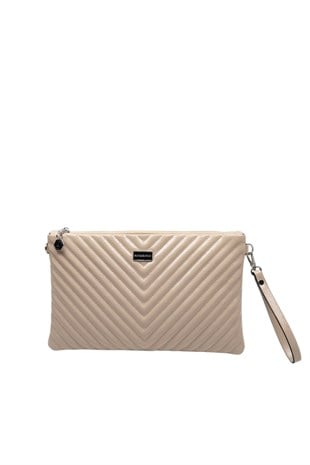 Silver Polo Crash Vizon Kapitone V Kadın Portföy ve Clutch El Çantası SP1034