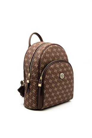 Silver & Polo SP1062 Kadın Sırt Çantası Monogram Kahve