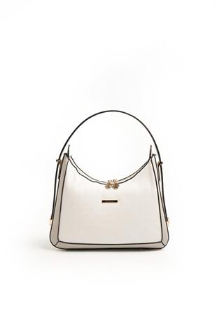 Silver & Polo SP1187 Kadın Omuz Çantası Logolu Beyaz-A.Gri